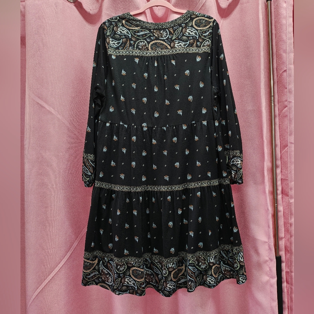 Style & Co Black Paisley Boho Dress Sz. 1X - Picture 2 of 5